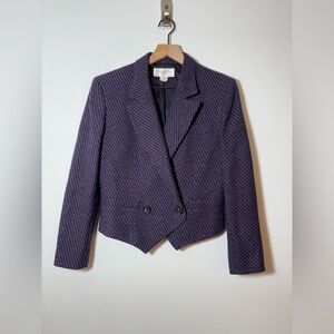 Vintage 80s Christian Dior Separates Wool Blazer Cropped Size 8 Purple